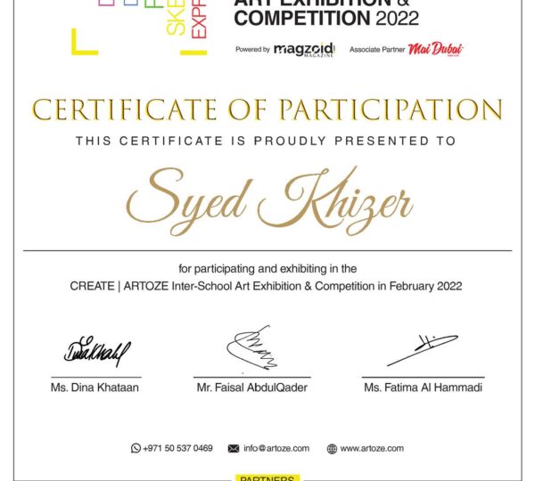 CREATE - Finalist Certificate - Syed Khizer (002)